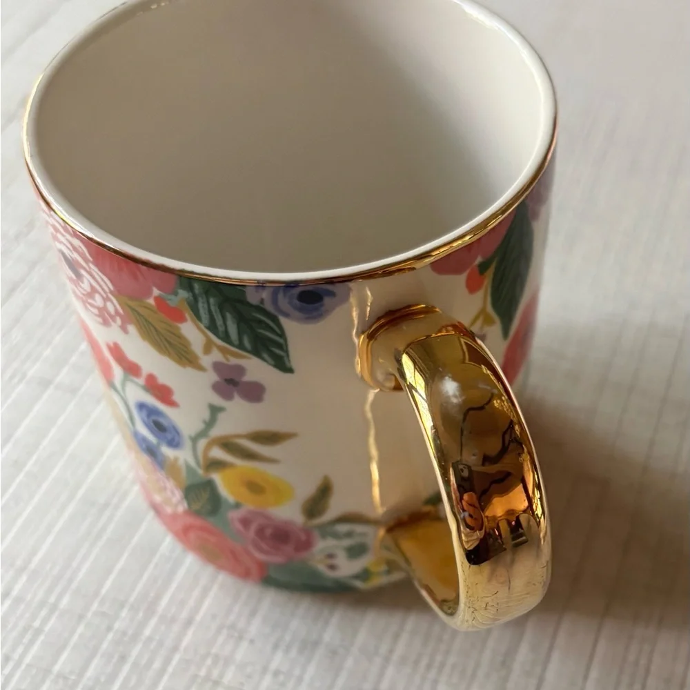Anthropologie Floral Monogram Mug with Gold Accent - Picture 5 of 6